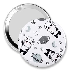 Panda Floating In Space And Star 3  Handbag Mirrors by Wav3s