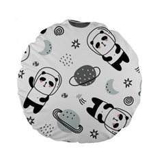 Panda Floating In Space And Star Standard 15  Premium Round Cushions