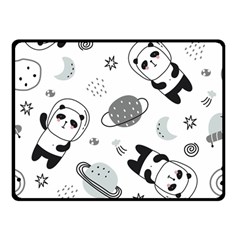 Panda Floating In Space And Star Two Sides Fleece Blanket (small) by Wav3s