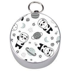 Panda Floating In Space And Star Silver Compasses