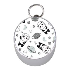 Panda Floating In Space And Star Mini Silver Compasses by Wav3s