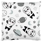 Panda Floating In Space And Star Large Premium Plush Fleece Cushion Case (Two Sides) Front