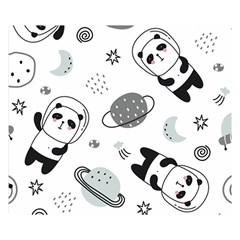 Panda Floating In Space And Star Two Sides Premium Plush Fleece Blanket (Small)