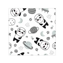 Panda Floating In Space And Star Square Satin Scarf (30  X 30 ) by Wav3s