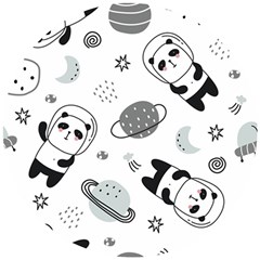 Panda Floating In Space And Star Wooden Puzzle Round by Wav3s