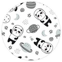 Panda Floating In Space And Star Round Trivet