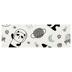 Panda Floating In Space And Star Banner and Sign 12  x 4 