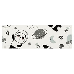 Panda Floating In Space And Star Banner And Sign 6  X 2  by Wav3s