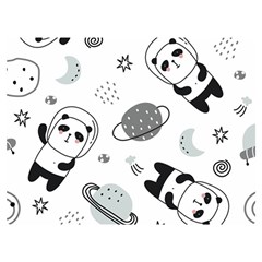 Panda Floating In Space And Star Premium Plush Fleece Blanket (Extra Small)