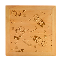 Panda Floating In Space And Star Wood Photo Frame Cube by Wav3s