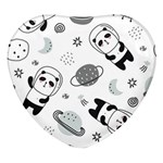 Panda Floating In Space And Star Heart Glass Fridge Magnet (4 pack) Front