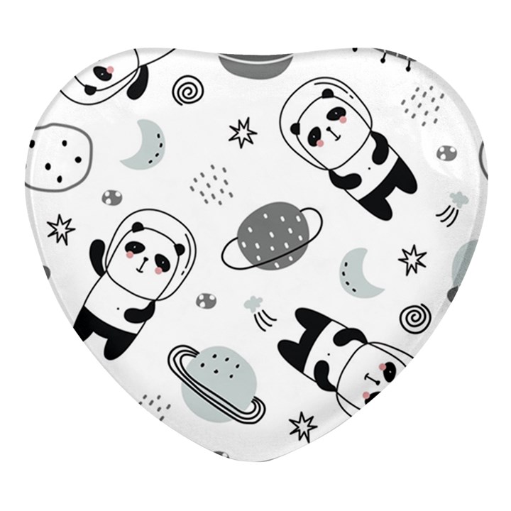 Panda Floating In Space And Star Heart Glass Fridge Magnet (4 pack)