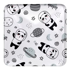 Panda Floating In Space And Star Square Glass Fridge Magnet (4 Pack)