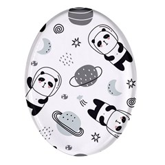 Panda Floating In Space And Star Oval Glass Fridge Magnet (4 Pack)