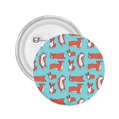 Corgis On Teal 2 25  Buttons by Wav3s