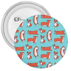 Corgis On Teal 3  Buttons by Wav3s