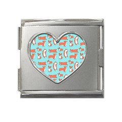 Corgis On Teal Mega Link Heart Italian Charm (18mm)