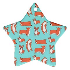 Corgis On Teal Ornament (star) by Wav3s