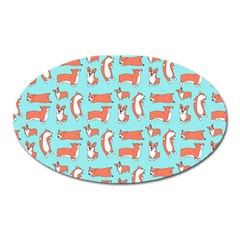 Corgis On Teal Oval Magnet by Wav3s