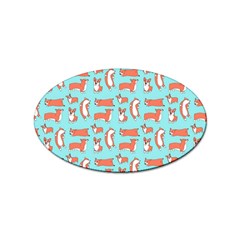 Corgis On Teal Sticker Oval (10 Pack) by Wav3s