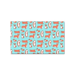 Corgis On Teal Sticker Rectangular (100 Pack)