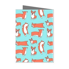 Corgis On Teal Mini Greeting Cards (pkg Of 8) by Wav3s