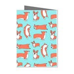 Corgis On Teal Mini Greeting Cards (Pkg of 8) Left