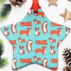 Corgis On Teal Star Ornament (two Sides) by Wav3s