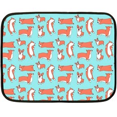 Corgis On Teal Fleece Blanket (mini) by Wav3s