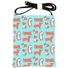 Corgis On Teal Shoulder Sling Bag