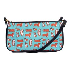 Corgis On Teal Shoulder Clutch Bag