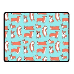 Corgis On Teal Fleece Blanket (small)