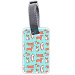 Corgis On Teal Luggage Tag (one side) Front