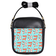 Corgis On Teal Girls Sling Bag by Wav3s