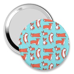 Corgis On Teal 3  Handbag Mirrors