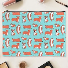 Corgis On Teal Cosmetic Bag (xxxl) by Wav3s