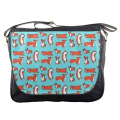 Corgis On Teal Messenger Bag by Wav3s