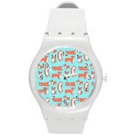 Corgis On Teal Round Plastic Sport Watch (M) Front