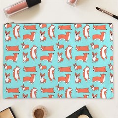 Corgis On Teal Cosmetic Bag (xxl) by Wav3s