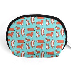 Corgis On Teal Accessory Pouch (medium) by Wav3s