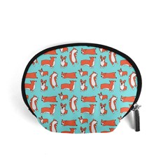 Corgis On Teal Accessory Pouch (small) by Wav3s