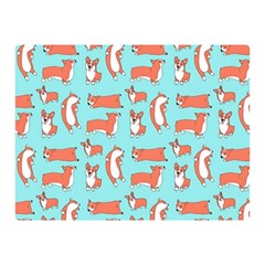 Corgis On Teal Two Sides Premium Plush Fleece Blanket (mini) by Wav3s