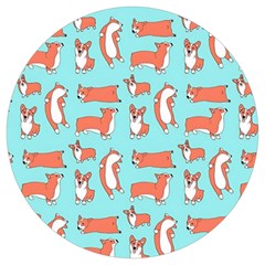 Corgis On Teal Round Trivet