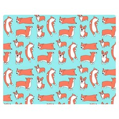 Corgis On Teal Premium Plush Fleece Blanket (medium) by Wav3s