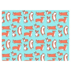 Corgis On Teal Premium Plush Fleece Blanket (extra Small) by Wav3s