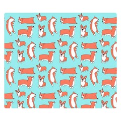 Corgis On Teal Premium Plush Fleece Blanket (small) by Wav3s