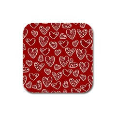 Vector Seamless Pattern Of Hearts With Valentine s Day Rubber Square Coaster (4 Pack)