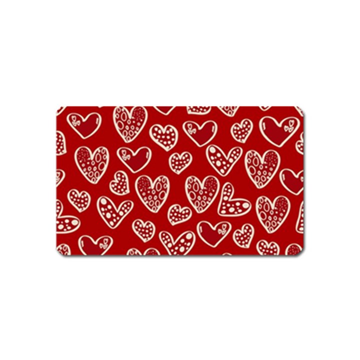 Vector Seamless Pattern Of Hearts With Valentine s Day Magnet (Name Card)