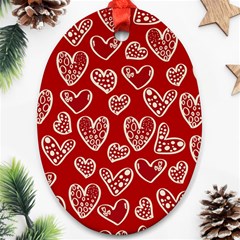 Vector Seamless Pattern Of Hearts With Valentine s Day Oval Ornament (two Sides)