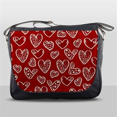 Vector Seamless Pattern Of Hearts With Valentine s Day Messenger Bag by Wav3s